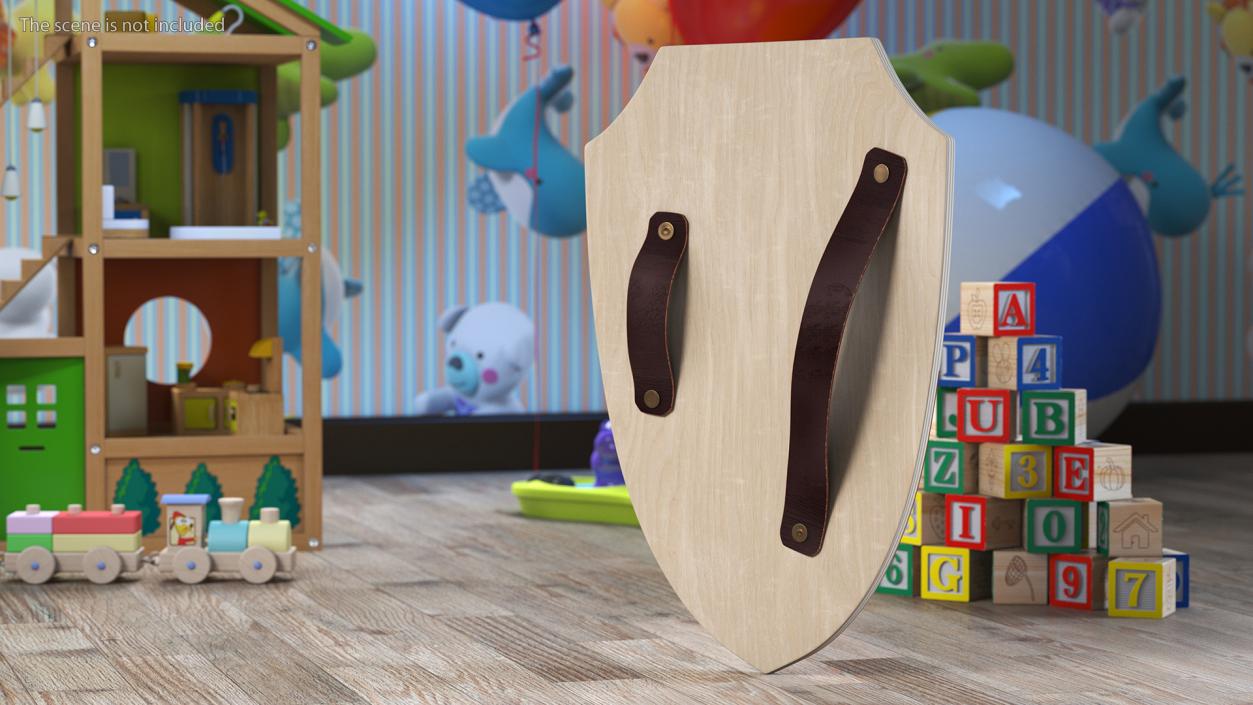 Toy Wooden Sword and Shield 3D