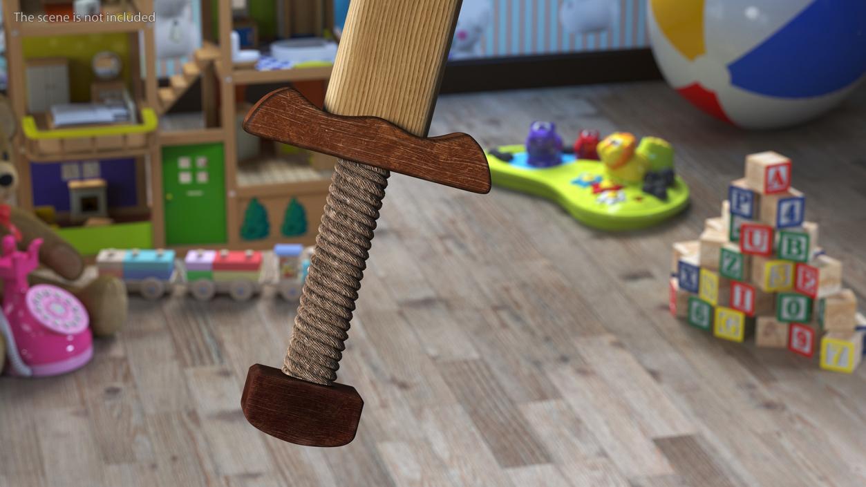 Toy Wooden Sword and Shield 3D