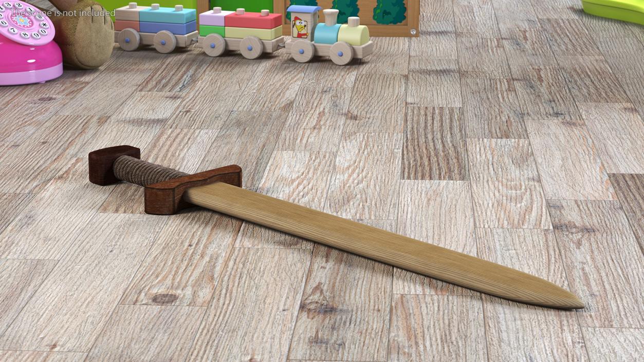 Toy Wooden Sword and Shield 3D