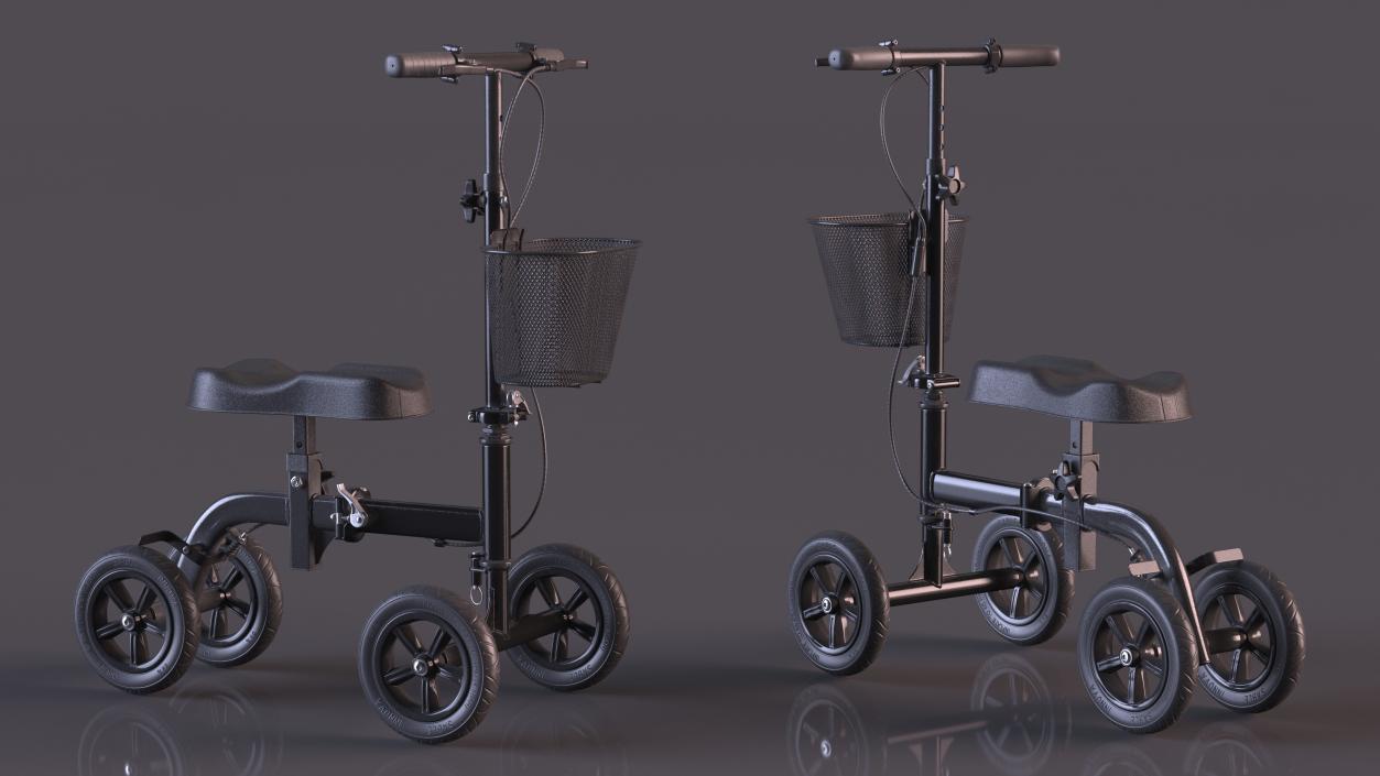 Black Knee Scooter Rigged for Maya 3D model