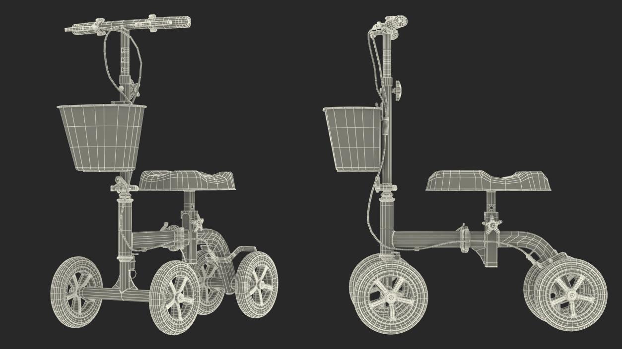 Black Knee Scooter Rigged for Cinema 4D 3D model