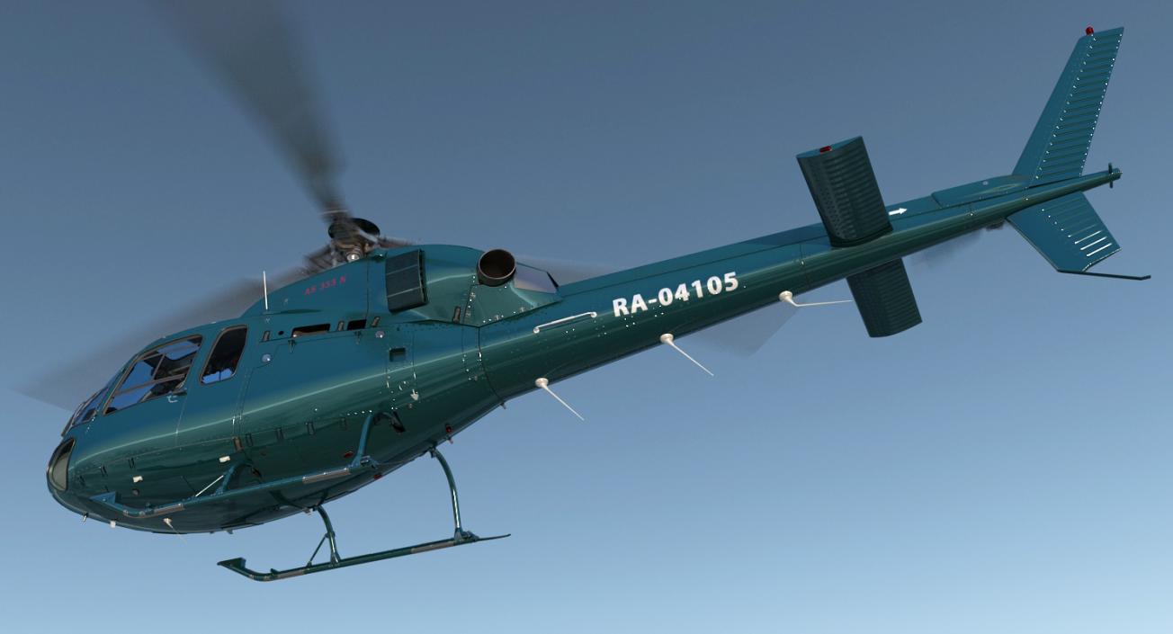 3D Helicopter Eurocopter AS-355N Rigged