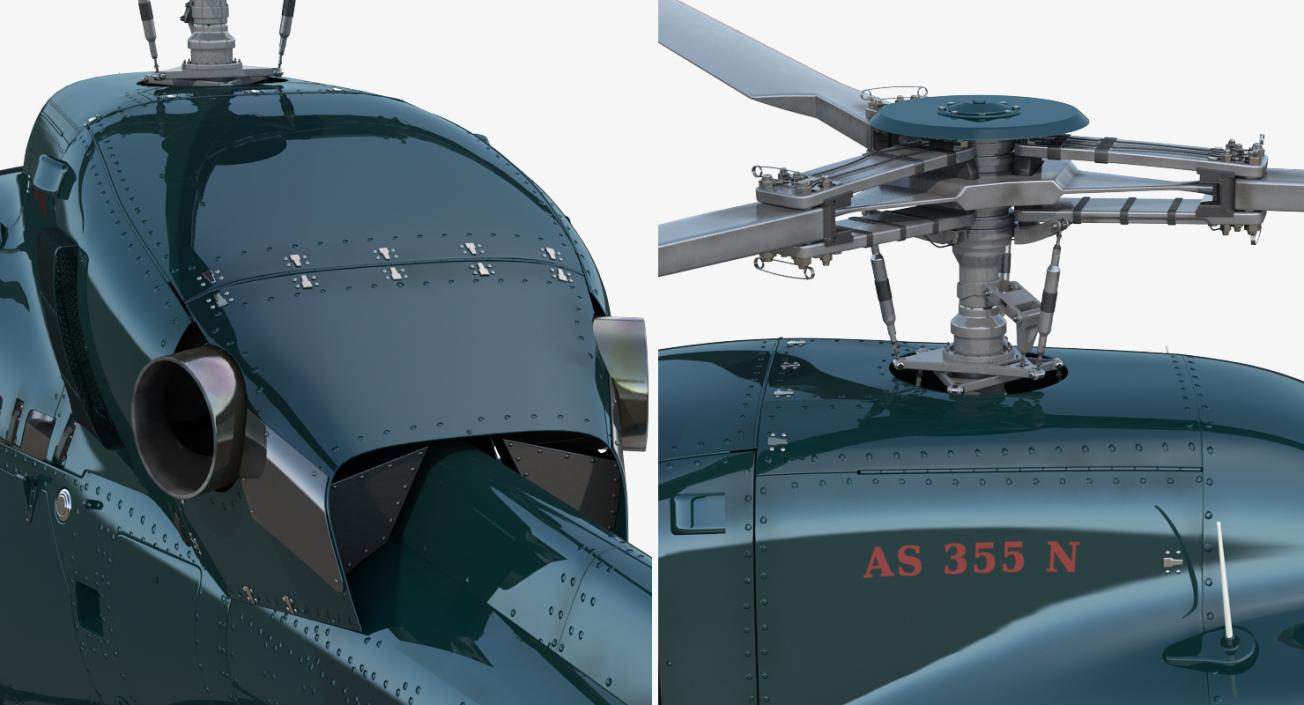 3D Helicopter Eurocopter AS-355N Rigged