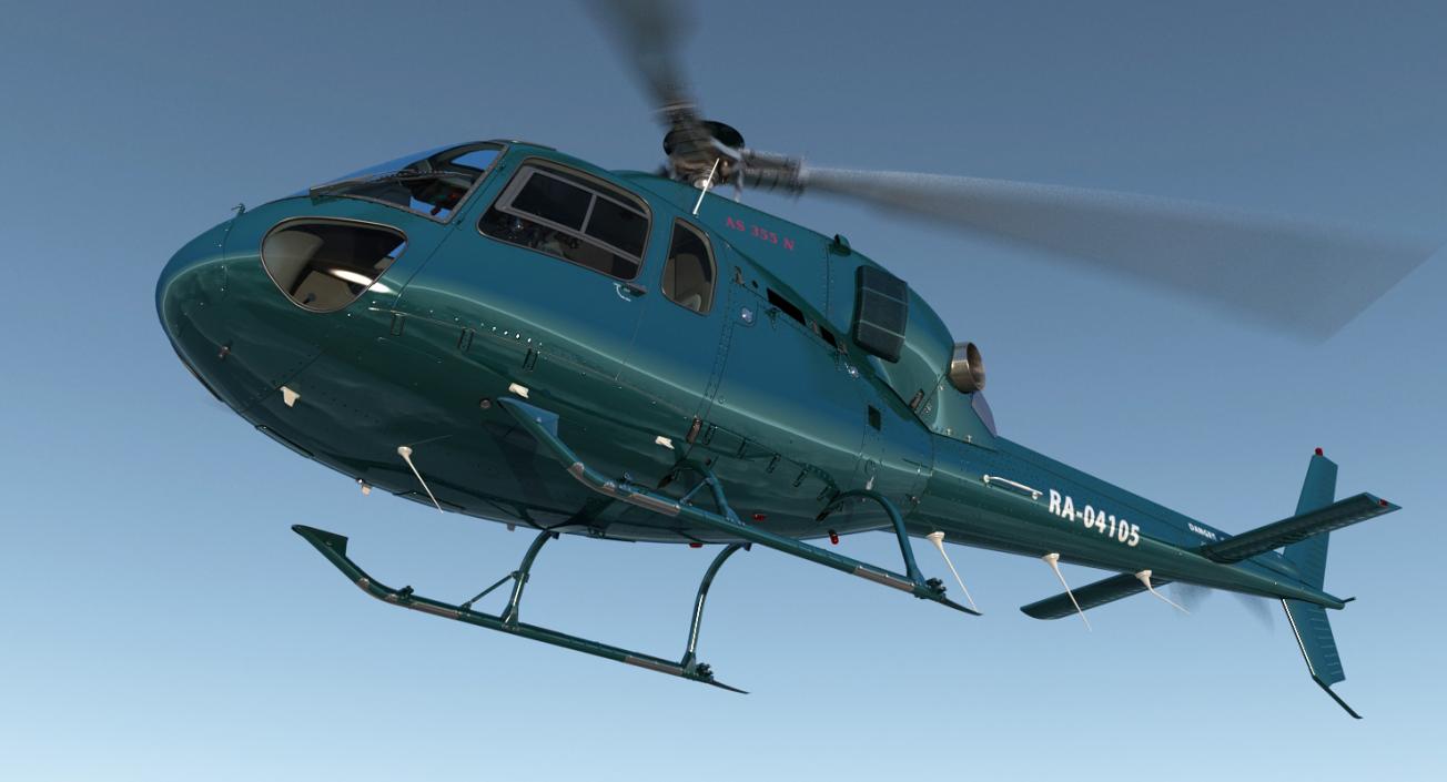 3D Helicopter Eurocopter AS-355N Rigged