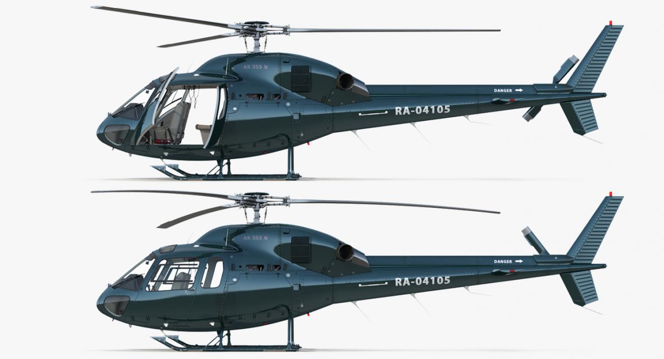 3D Helicopter Eurocopter AS-355N Rigged