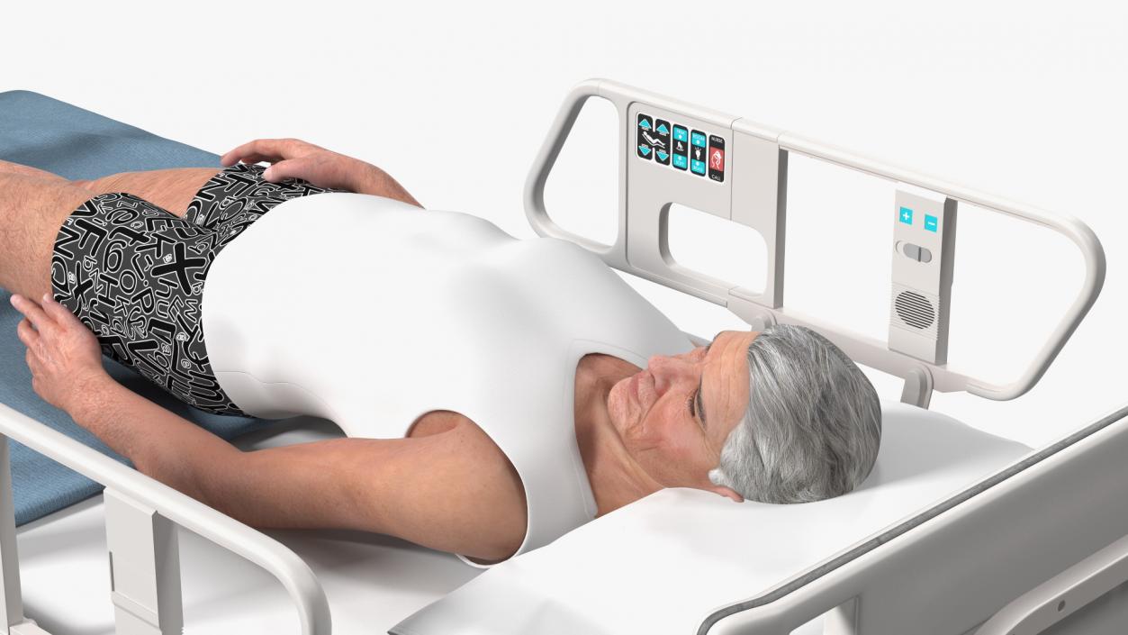 3D Patient on Hospital Bed And Doctor Rigged