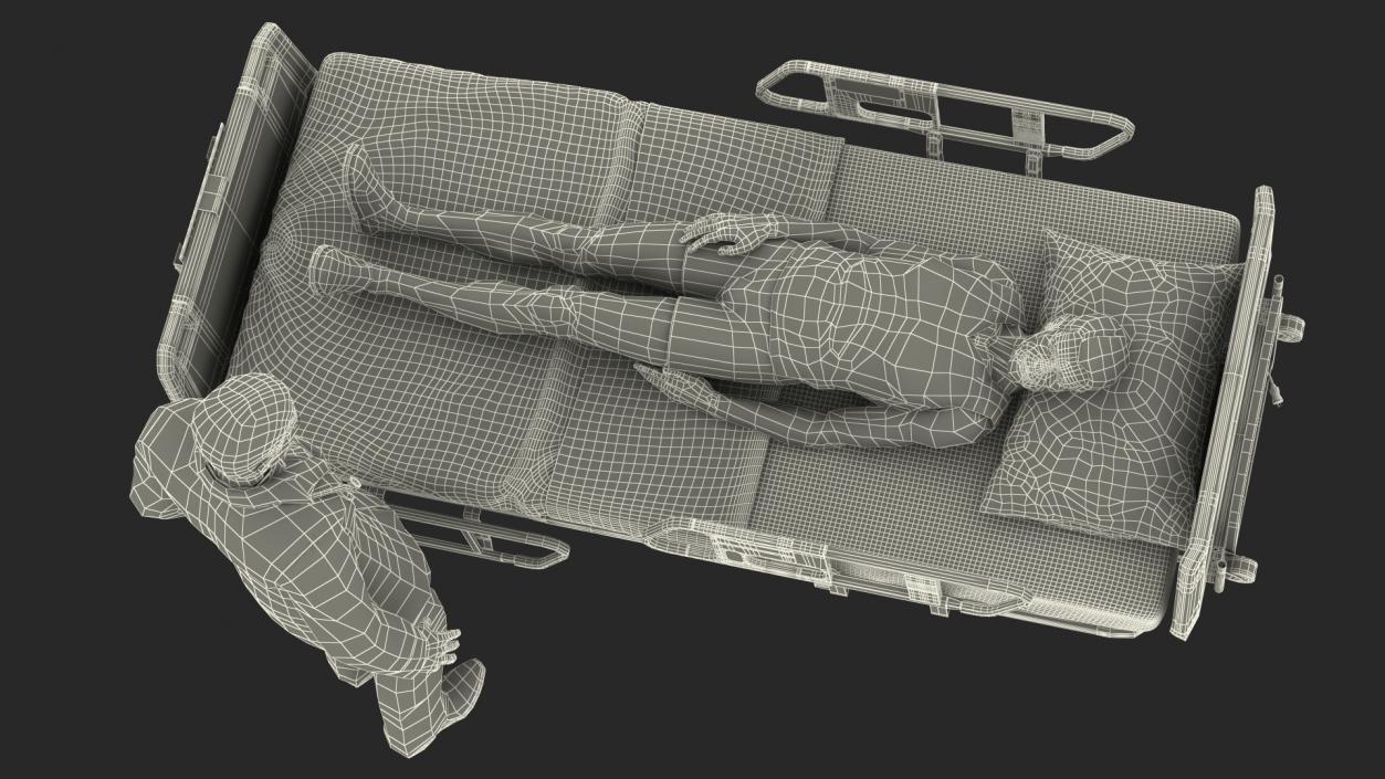 3D Patient on Hospital Bed And Doctor Rigged