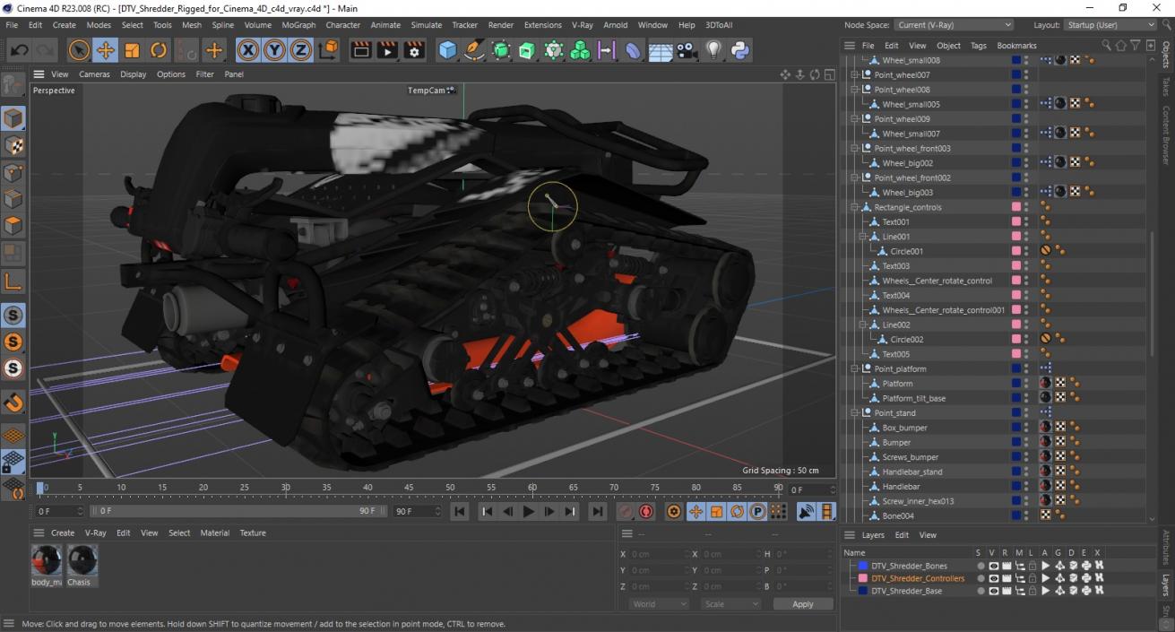 3D DTV Shredder Rigged for Cinema 4D model