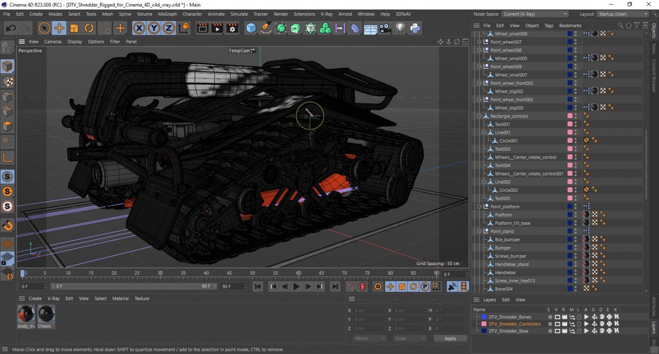 3D DTV Shredder Rigged for Cinema 4D model