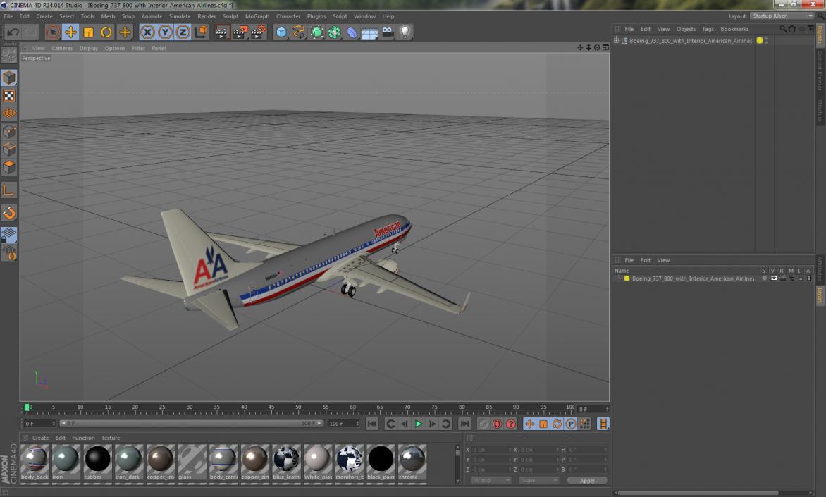 3D Boeing 737-800 with Interior American Airlines