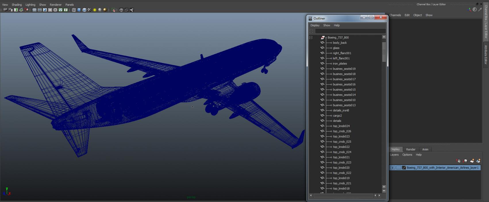 3D Boeing 737-800 with Interior American Airlines