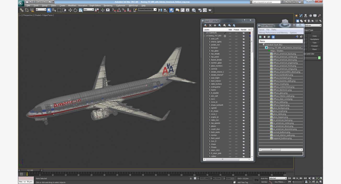 3D Boeing 737-800 with Interior American Airlines