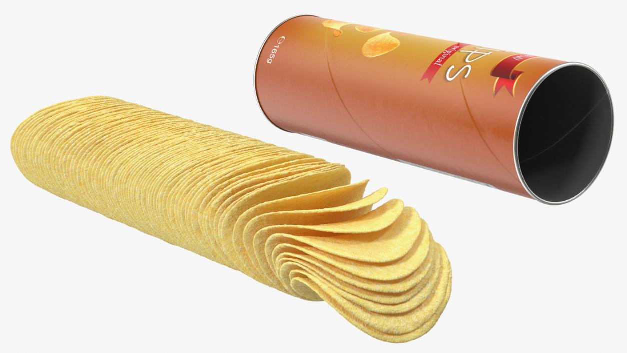 3D model Open Tube of Potato Chips