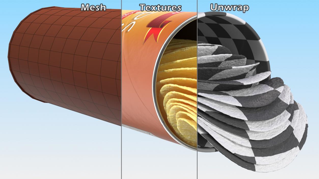 3D model Open Tube of Potato Chips