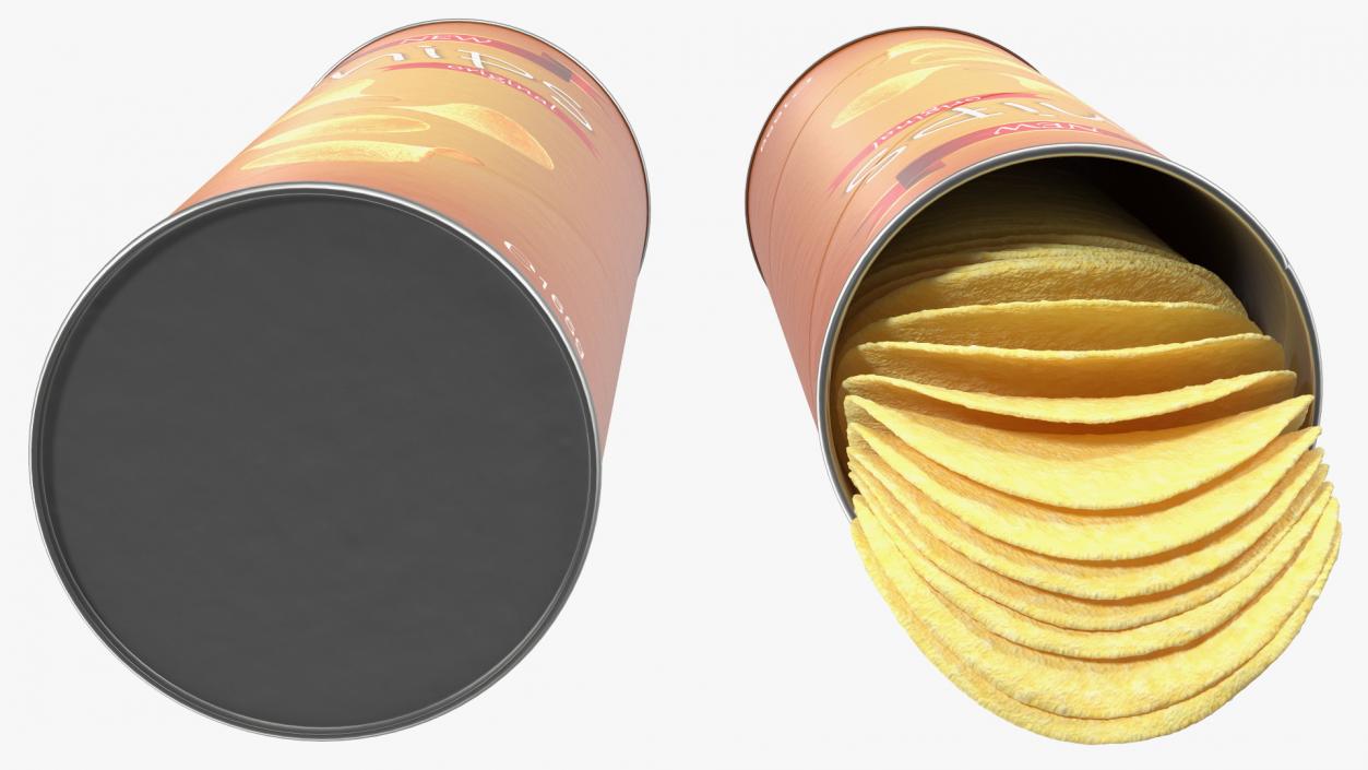 3D model Open Tube of Potato Chips