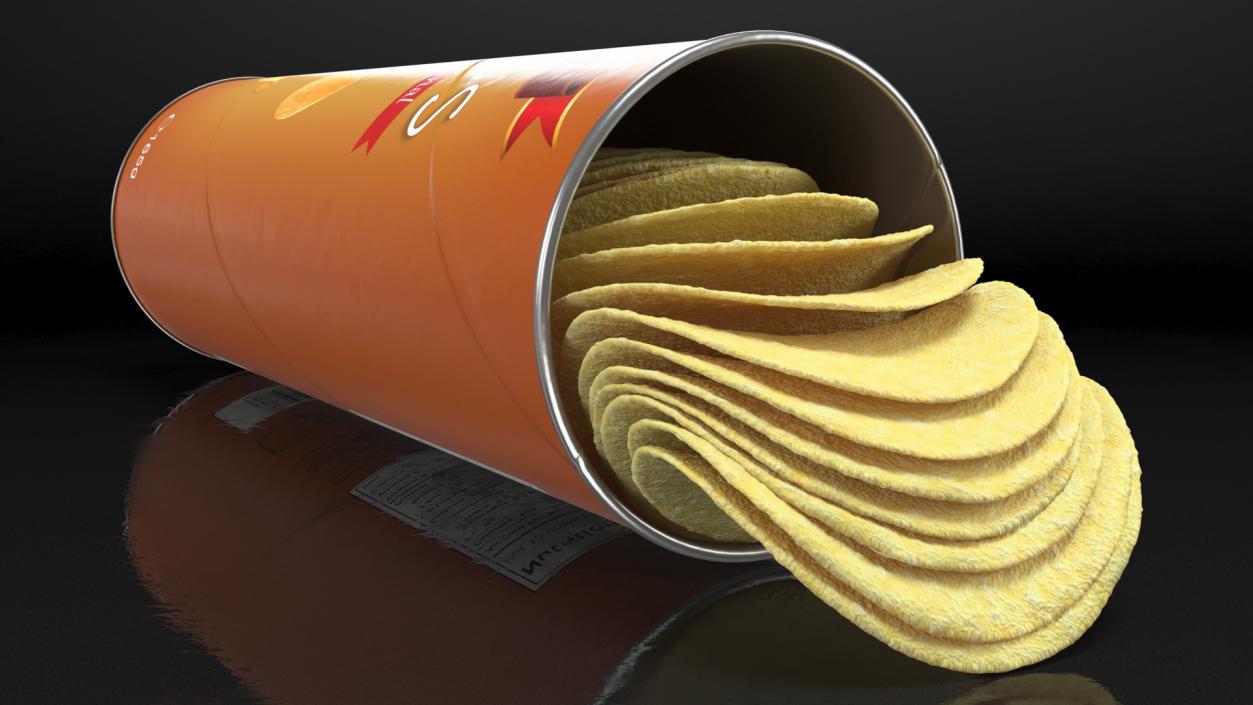 3D model Open Tube of Potato Chips