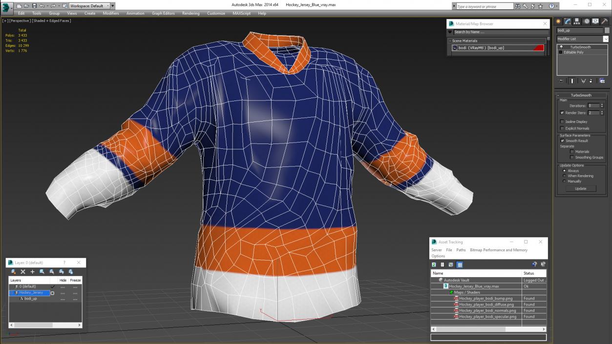 3D Hockey Jersey Blue model