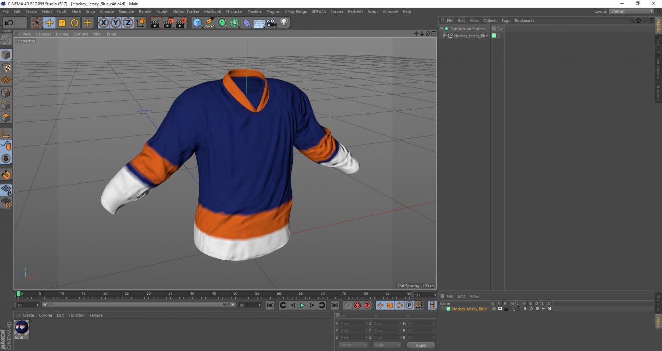 3D Hockey Jersey Blue model