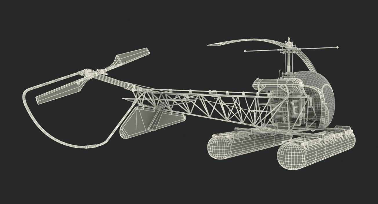 Bell 47 On Floats uscg Rigged 3D model