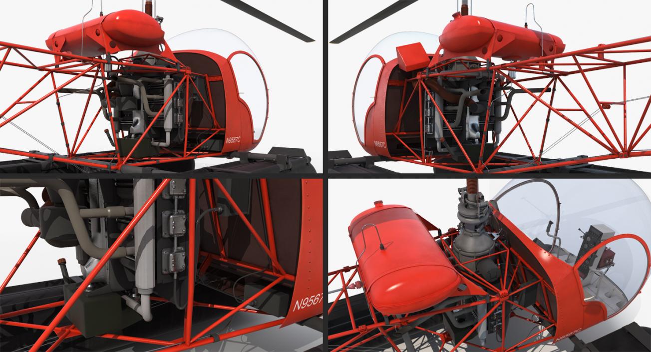 Bell 47 On Floats uscg Rigged 3D model