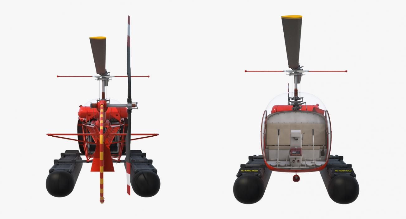 Bell 47 On Floats uscg Rigged 3D model