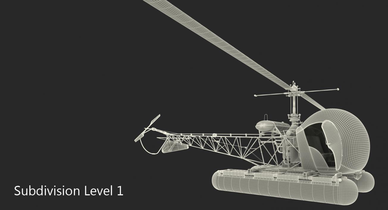 Bell 47 On Floats uscg Rigged 3D model