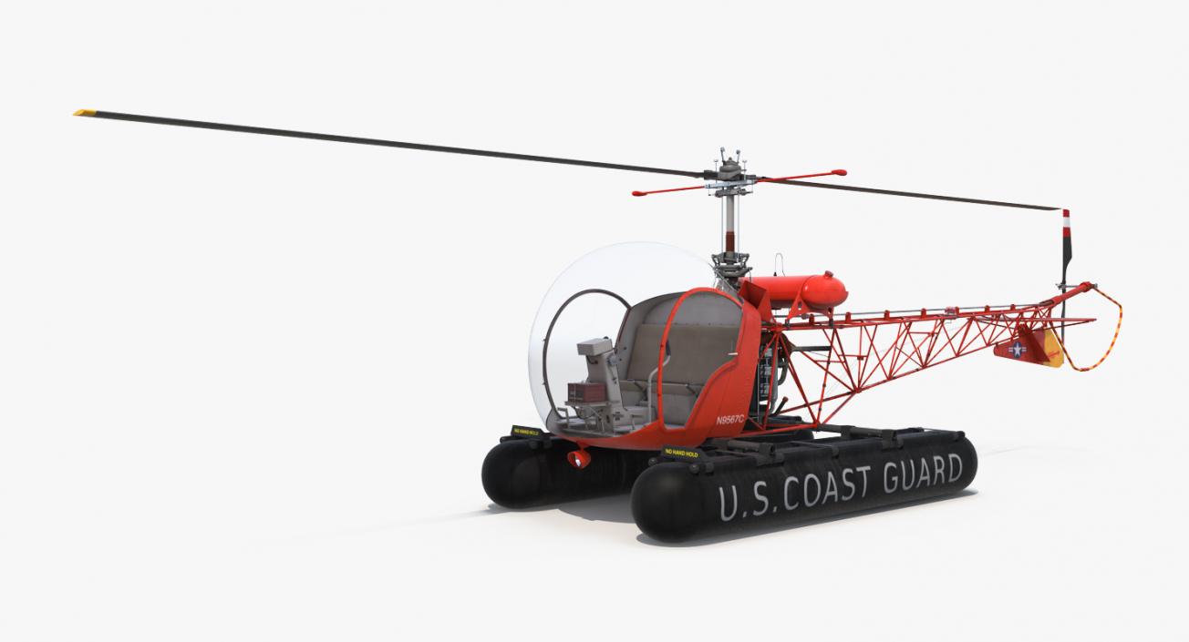 Bell 47 On Floats uscg Rigged 3D model