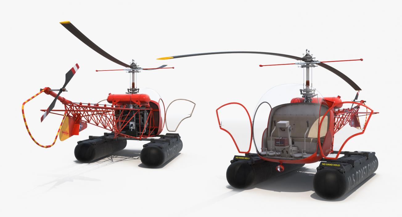 Bell 47 On Floats uscg Rigged 3D model