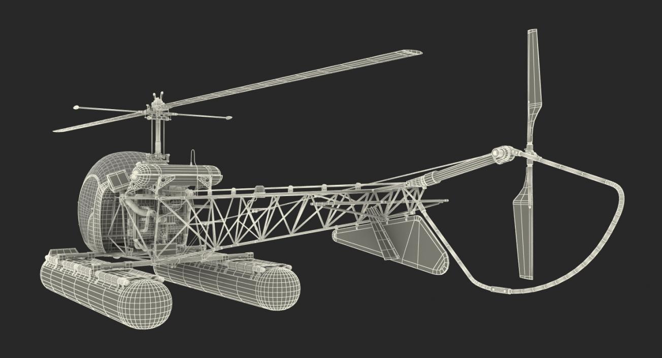 Bell 47 On Floats uscg Rigged 3D model