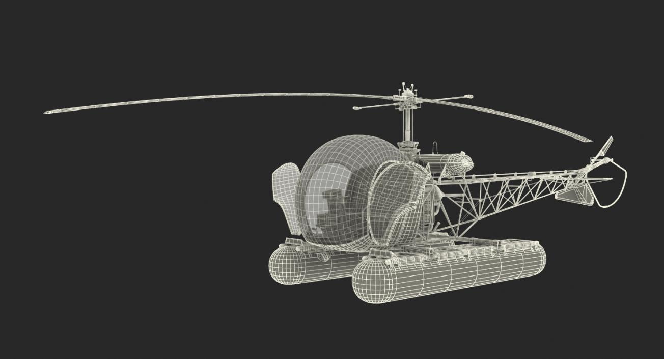 Bell 47 On Floats uscg Rigged 3D model