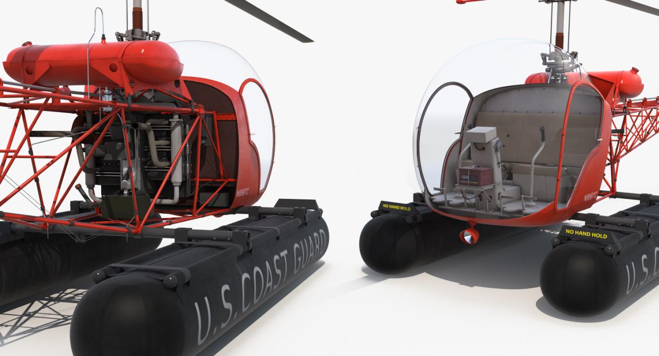 Bell 47 On Floats uscg Rigged 3D model