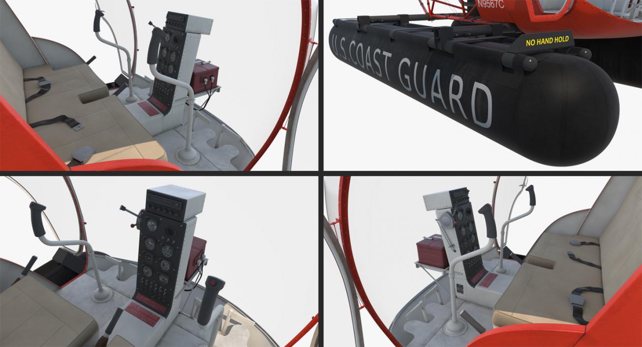 Bell 47 On Floats uscg Rigged 3D model