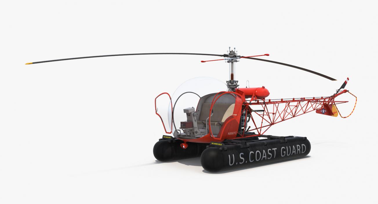 Bell 47 On Floats uscg Rigged 3D model