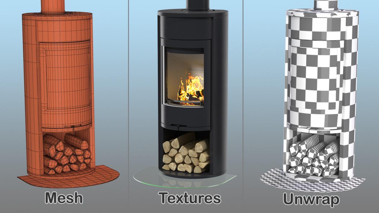 Modern Wood Burning Stove Contura 610 3D