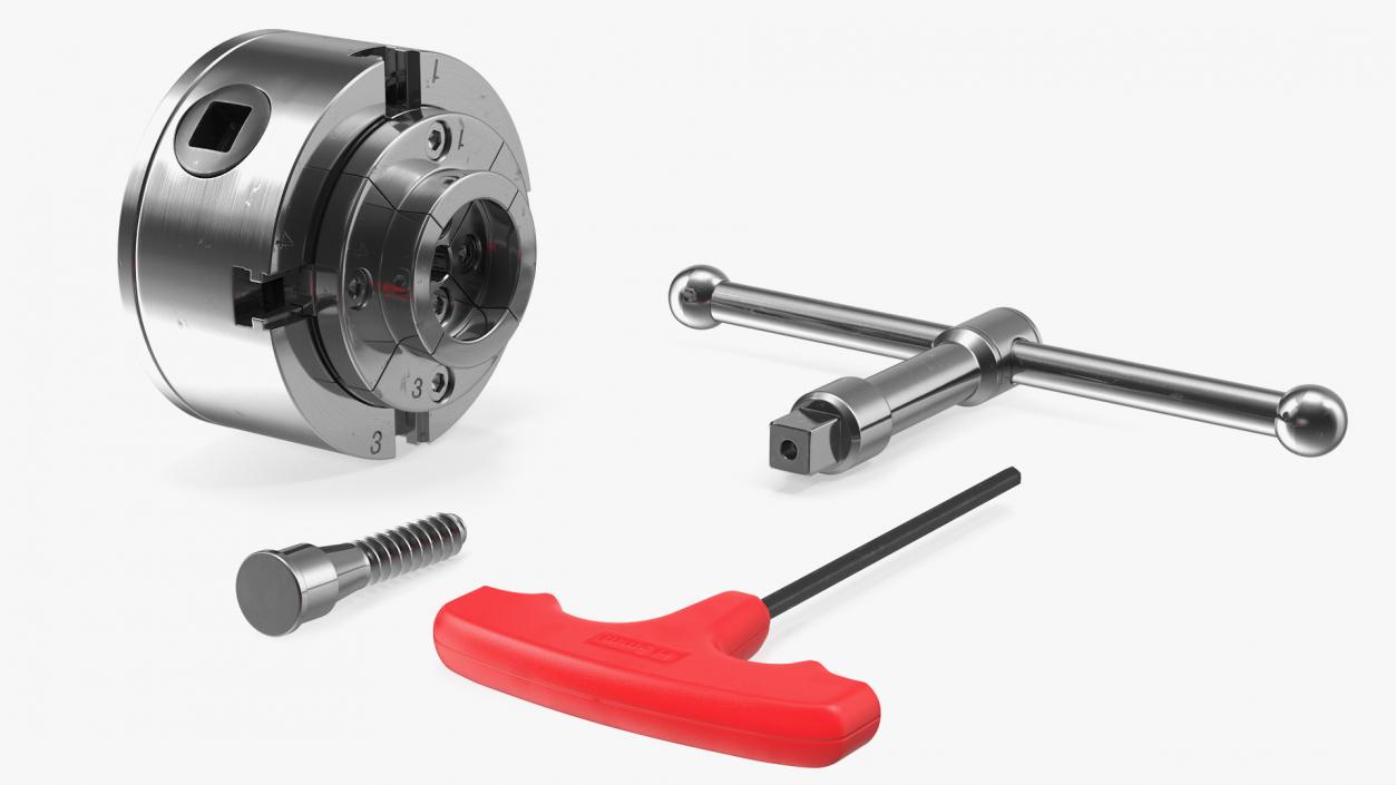 3D Self Centering Four Jaw Lathe Chuck Set Rigged