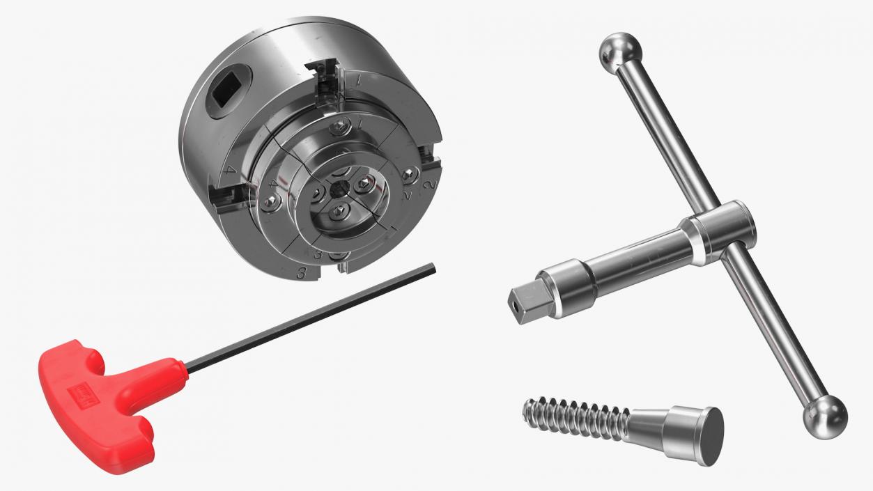 3D Self Centering Four Jaw Lathe Chuck Set Rigged