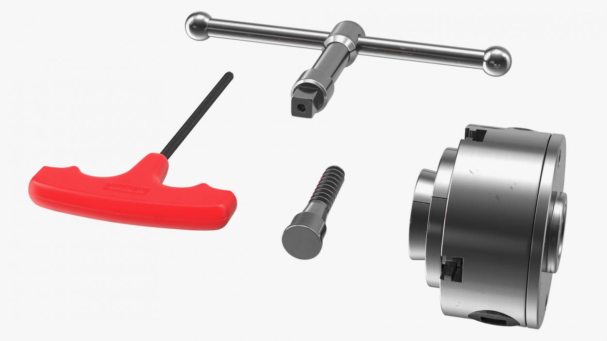 3D Self Centering Four Jaw Lathe Chuck Set Rigged