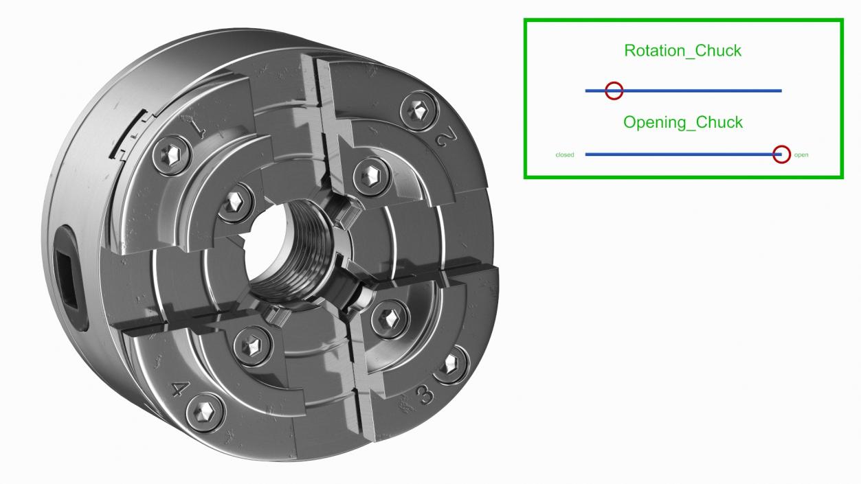 3D Self Centering Four Jaw Lathe Chuck Set Rigged