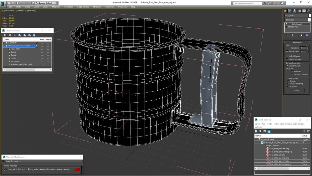 3D Stainless Steel Flour Sifter model