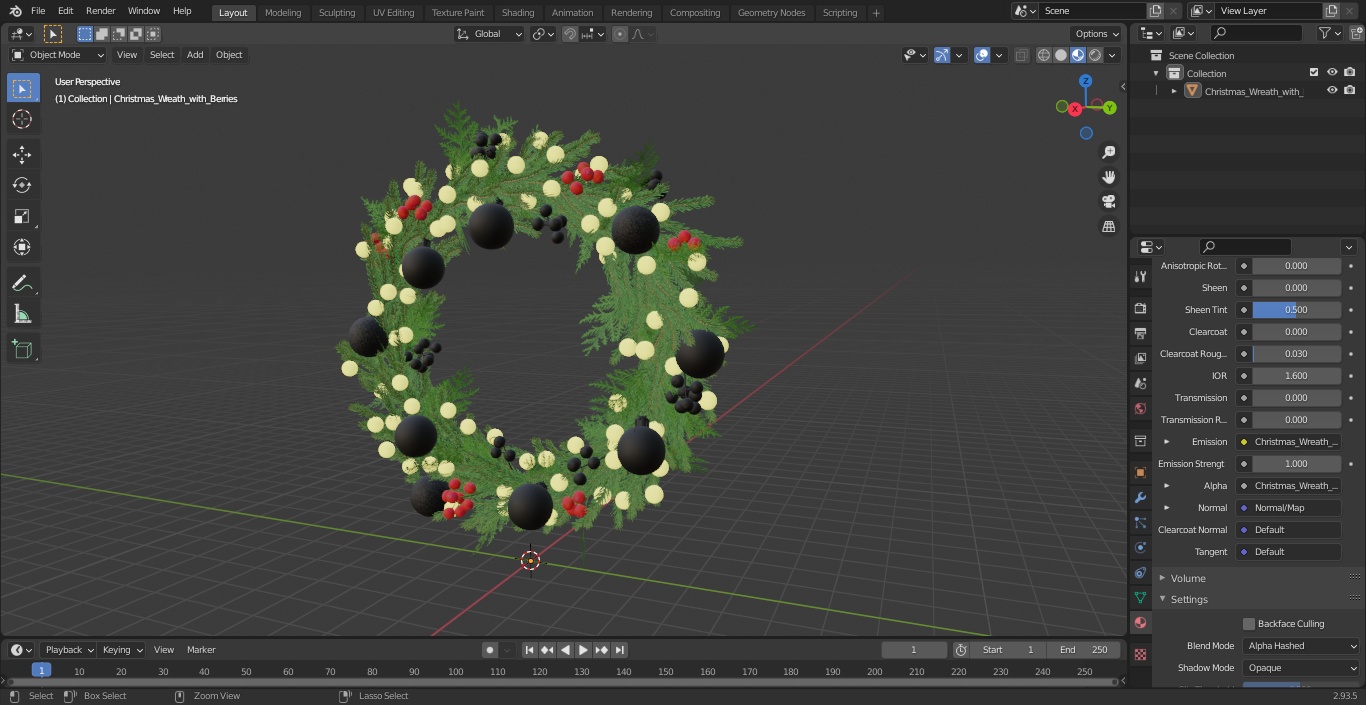 Christmas Wreath with Berries 3D model