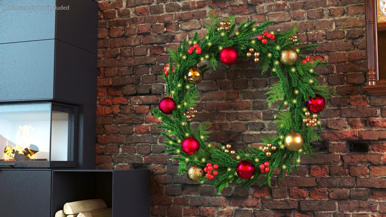 Christmas Wreath with Berries 3D model