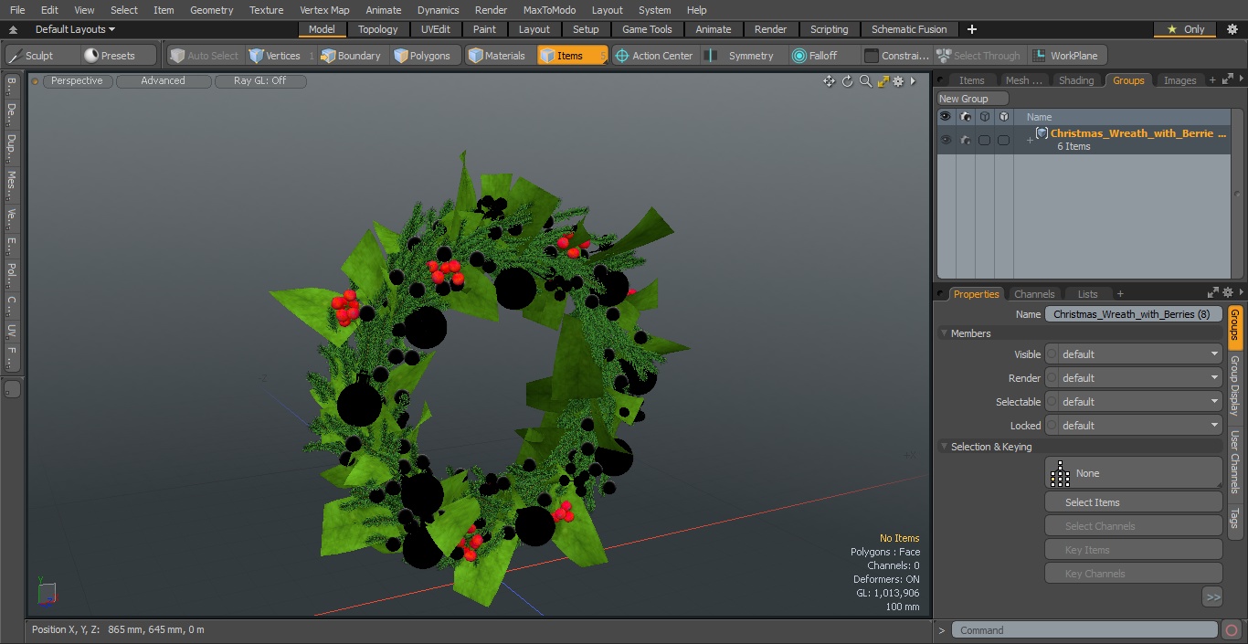 Christmas Wreath with Berries 3D model