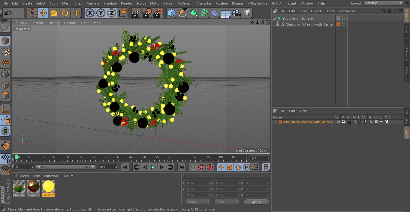 Christmas Wreath with Berries 3D model