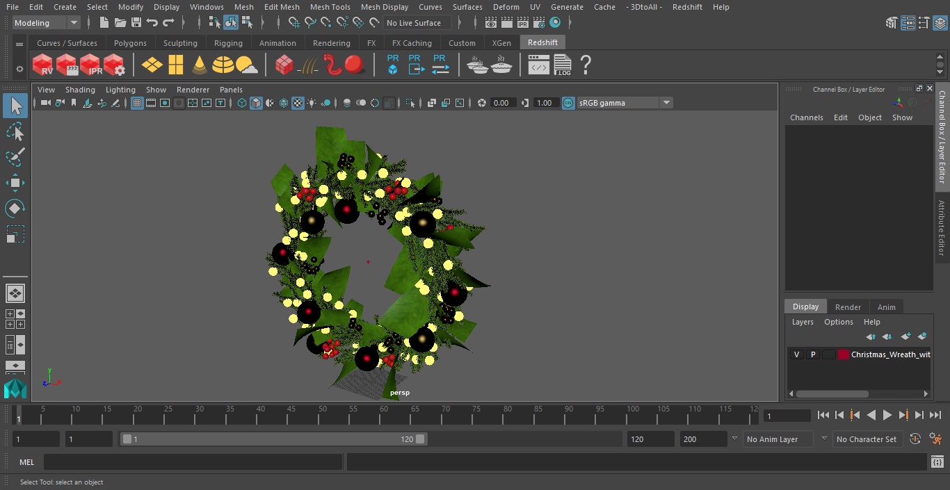 Christmas Wreath with Berries 3D model