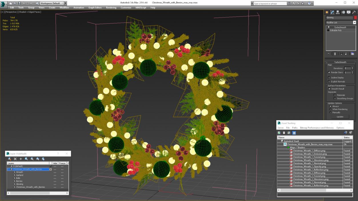 Christmas Wreath with Berries 3D model