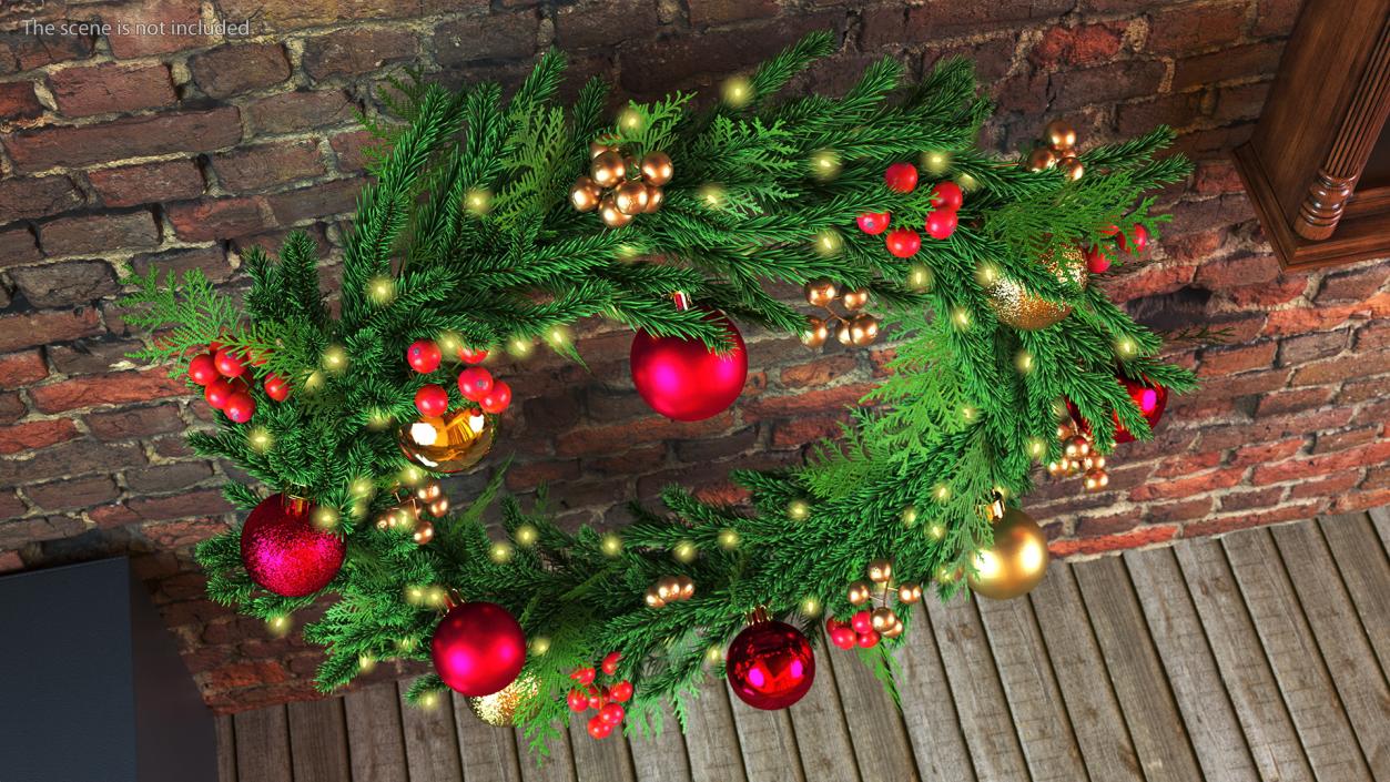 Christmas Wreath with Berries 3D model