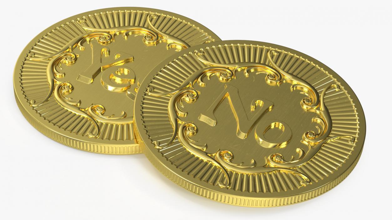 Yes No Decision Coin Gold 2 3D