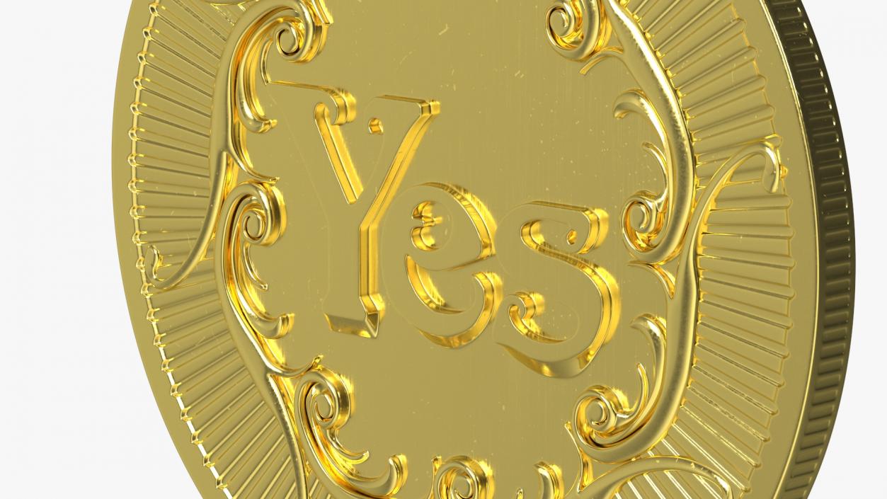 Yes No Decision Coin Gold 2 3D