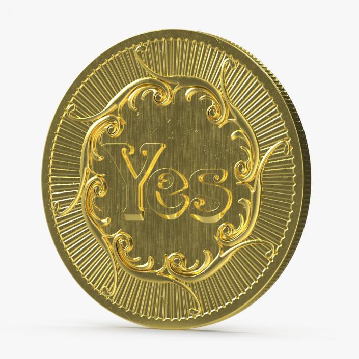 Yes No Decision Coin Gold 2 3D