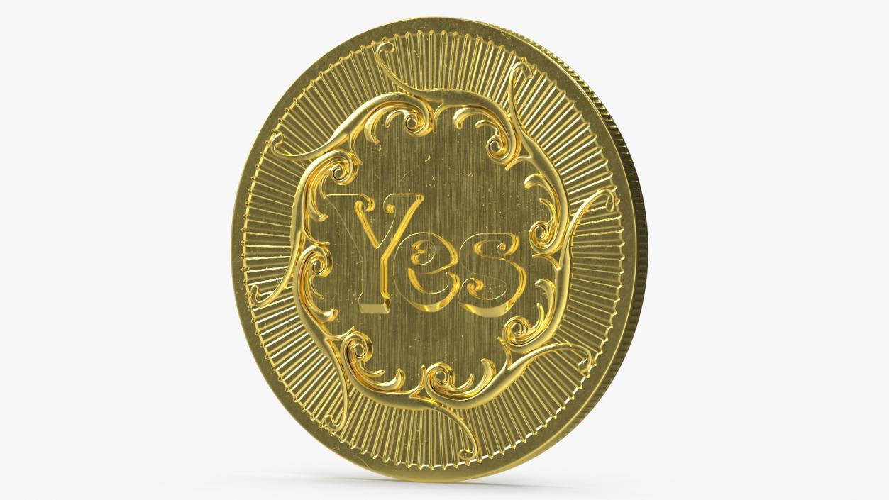 Yes No Decision Coin Gold 2 3D